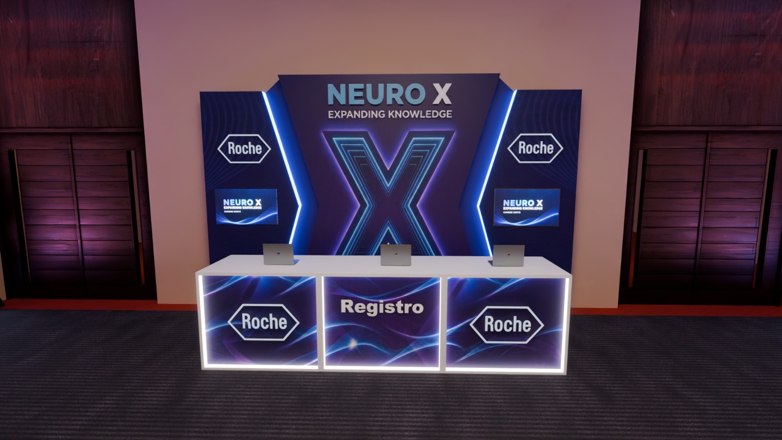 Vista frontal del back de registro — Área de registro y recepción Neuro X